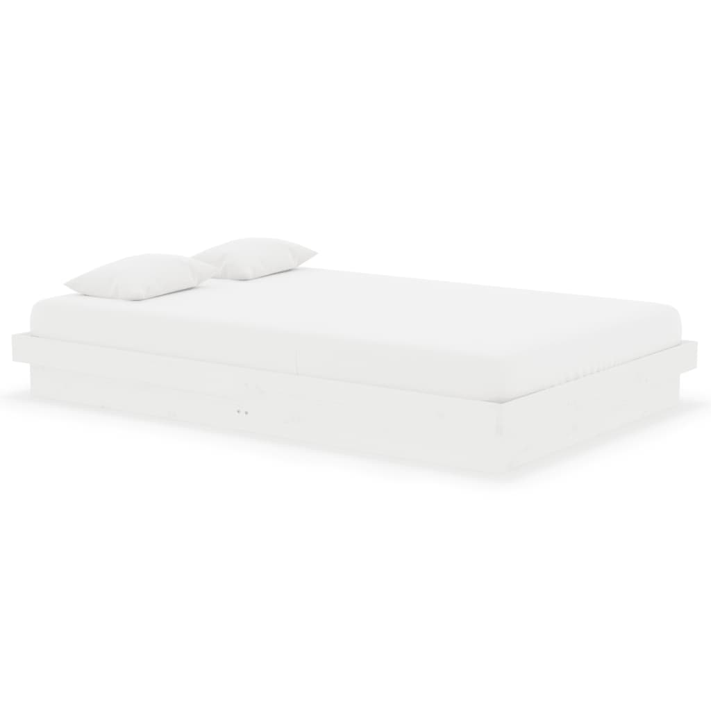 Bed Frame without Mattress White Solid Wood Small Double