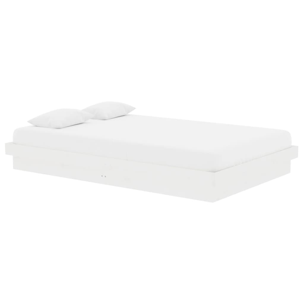 Bed Frame without Mattress White Solid Wood Small Double