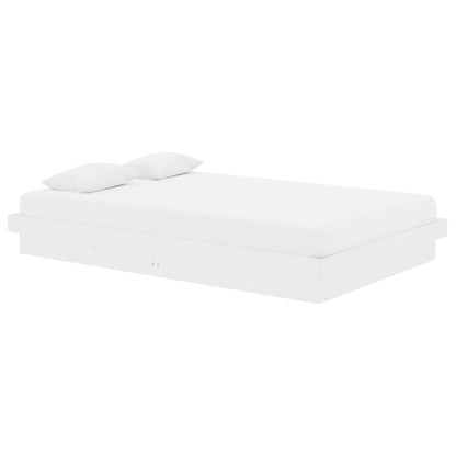 Bed Frame without Mattress White Solid Wood Small Double