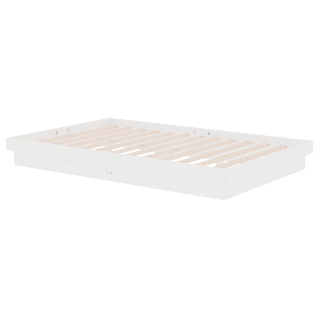 Bed Frame without Mattress White Solid Wood Small Double