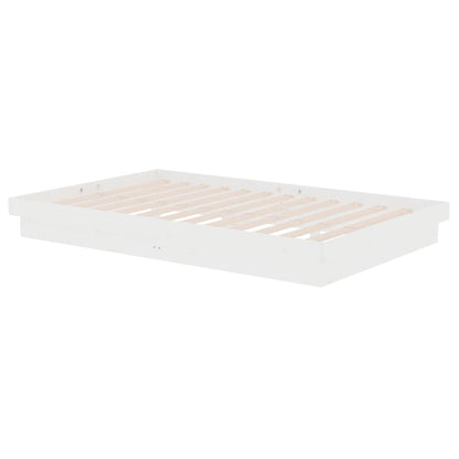 Bed Frame without Mattress White Solid Wood Small Double