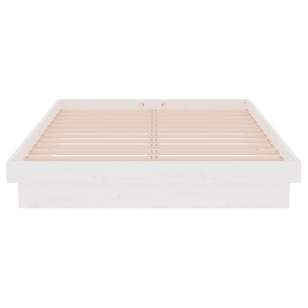 Bed Frame without Mattress White Solid Wood Small Double