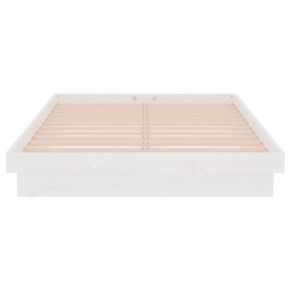 Bed Frame without Mattress White Solid Wood Small Double