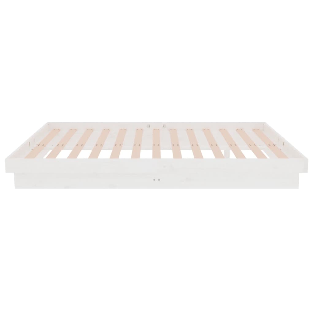 Bed Frame without Mattress White Solid Wood Small Double