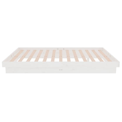 Bed Frame without Mattress White Solid Wood Small Double