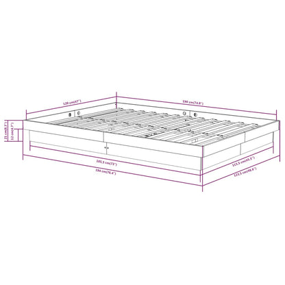 Bed Frame without Mattress White Solid Wood Small Double