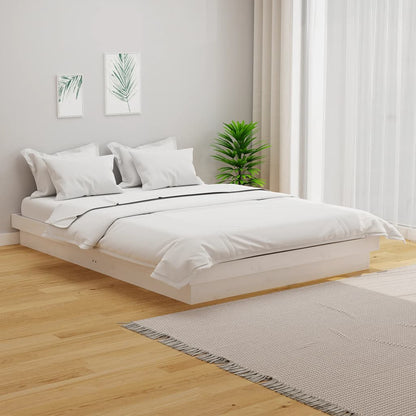 Bed Frame without Mattress White Solid Wood Small Double