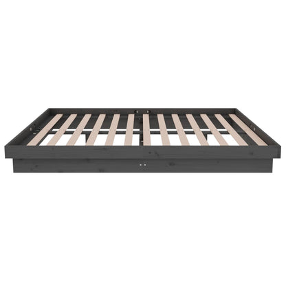 Bed Frame without Mattress Grey Solid Wood Double