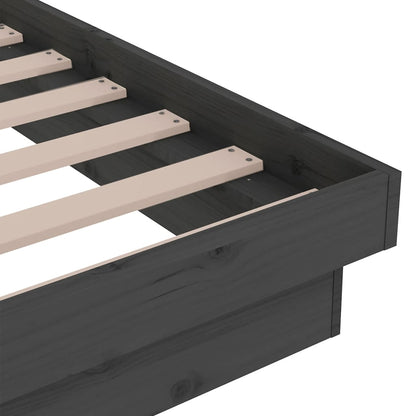 Bed Frame without Mattress Grey Solid Wood Double