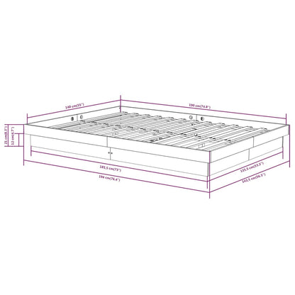 Bed Frame without Mattress Solid Wood 140x190 cm