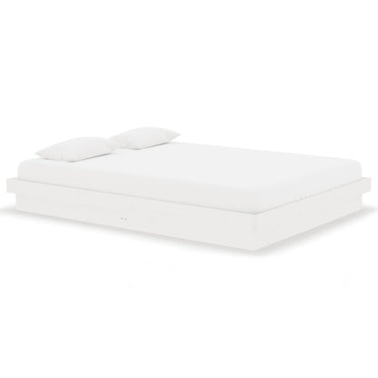 Bed Frame without Mattress White Solid Wood 140x190 cm