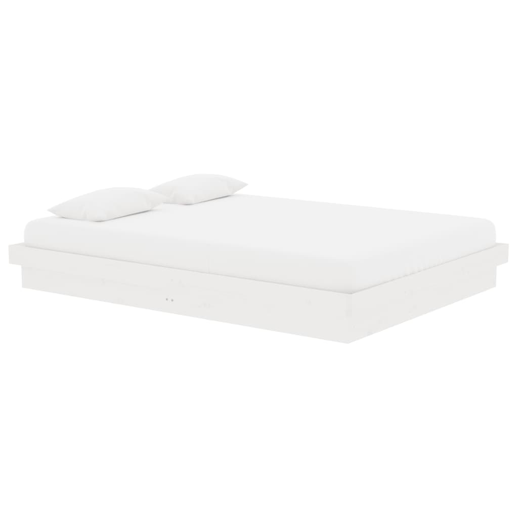 Bed Frame without Mattress White Solid Wood 140x190 cm
