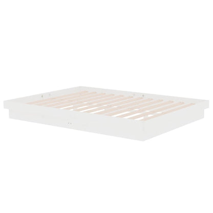 Bed Frame without Mattress White Solid Wood 140x190 cm