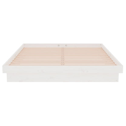 Bed Frame without Mattress White Solid Wood 140x190 cm