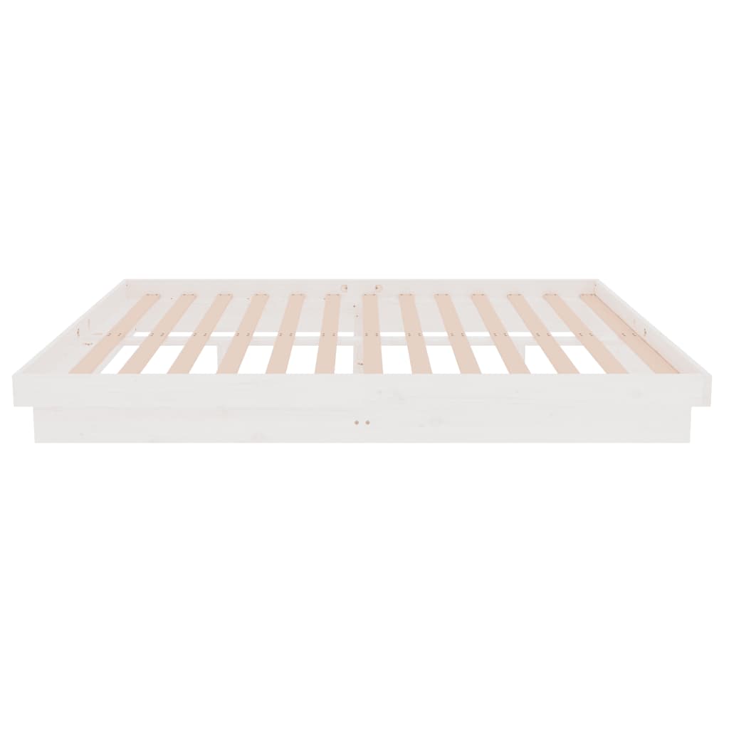 Bed Frame without Mattress White Solid Wood 140x190 cm