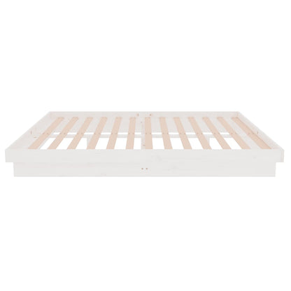 Bed Frame without Mattress White Solid Wood 140x190 cm