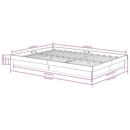 Bed Frame without Mattress White Solid Wood 140x190 cm
