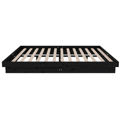 Bed Frame without Mattress Black Solid Wood 140x190 cm