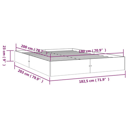 Bed Frame without Mattress White Solid Wood 180x200 cm Super King