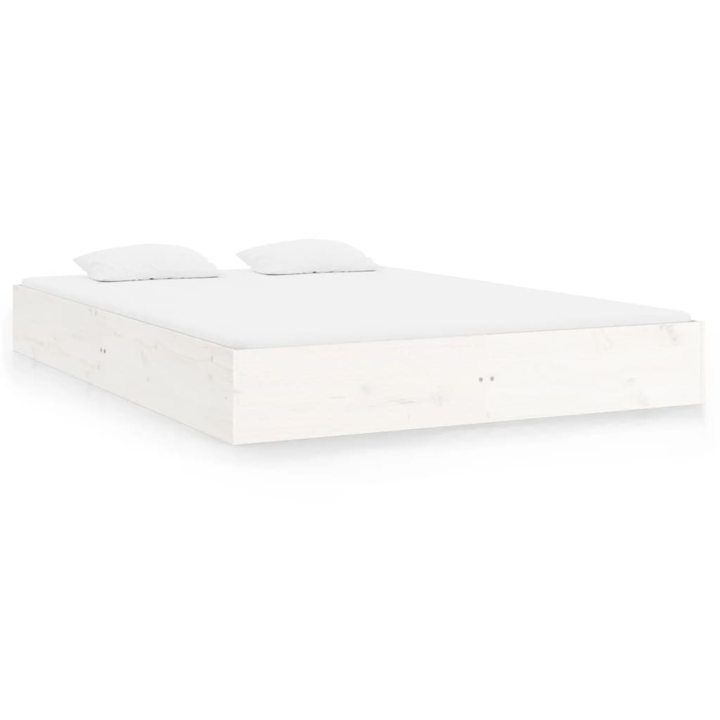Bed Frame without Mattress White Solid Wood 120x200 cm