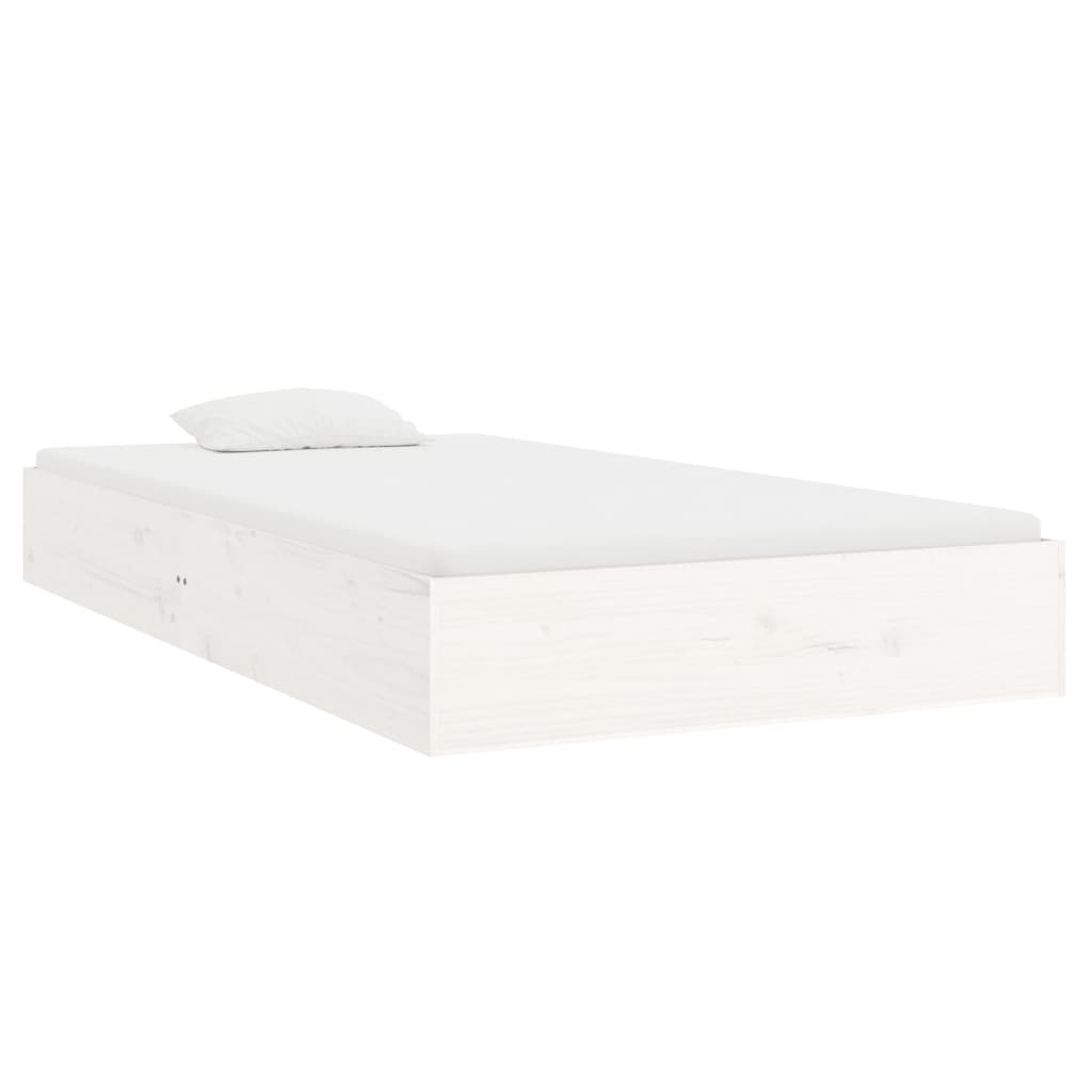 Bed Frame without Mattress White Solid Wood 100x200 cm