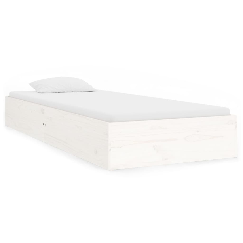 Bed Frame without Mattress White Solid Wood 75x190 cm Small Single