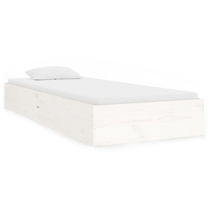 Bed Frame without Mattress White Solid Wood 75x190 cm Small Single
