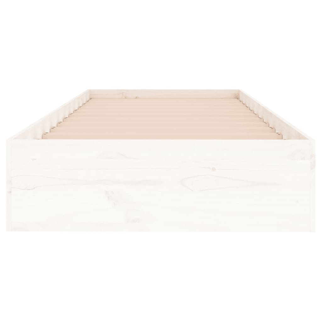 Bed Frame without Mattress White Solid Wood 75x190 cm Small Single