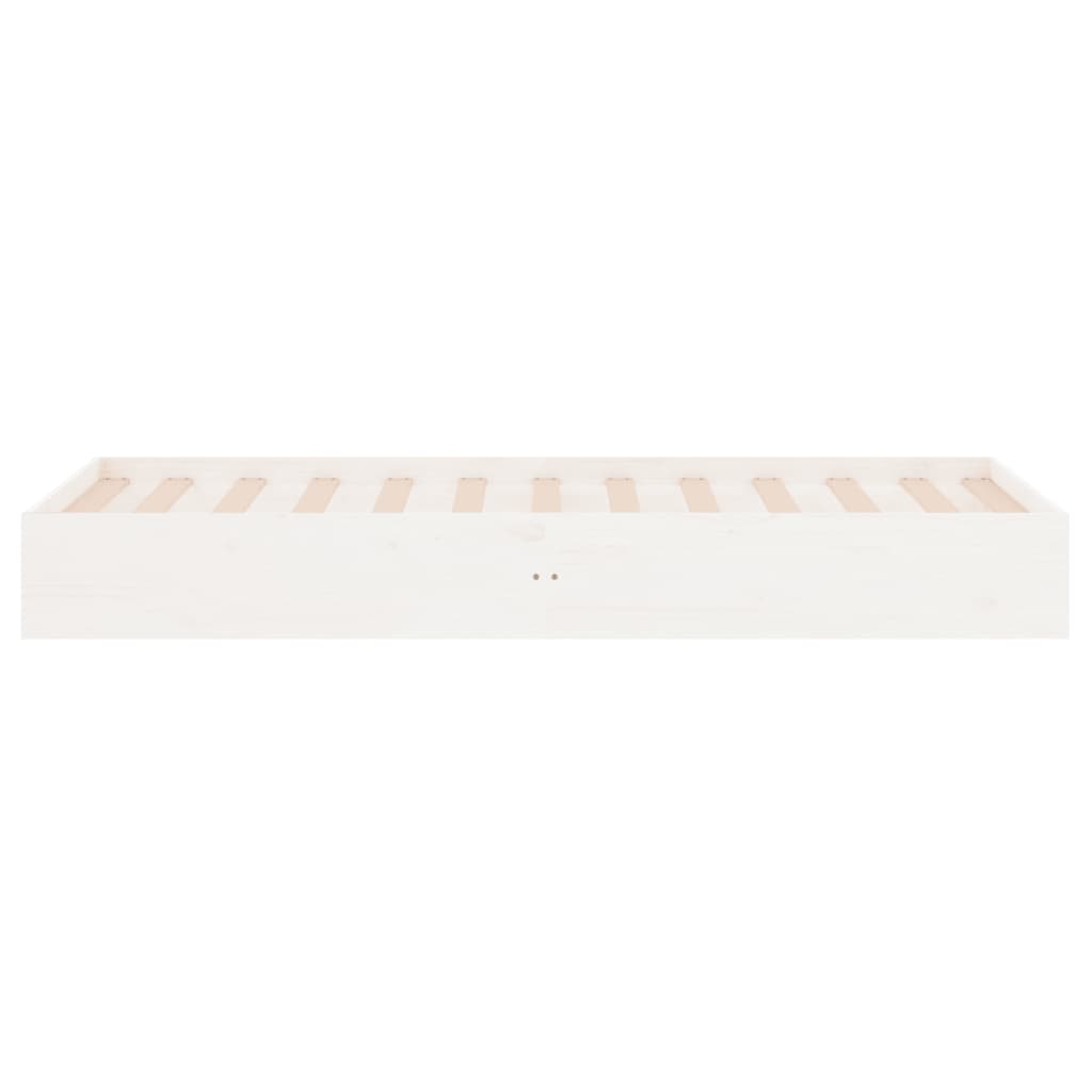 Bed Frame without Mattress White Solid Wood 75x190 cm Small Single