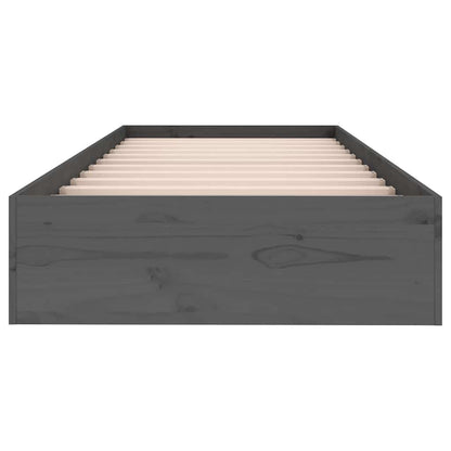 Bed Frame without Mattress Grey Solid Wood 75x190 cm Small Single Small Single