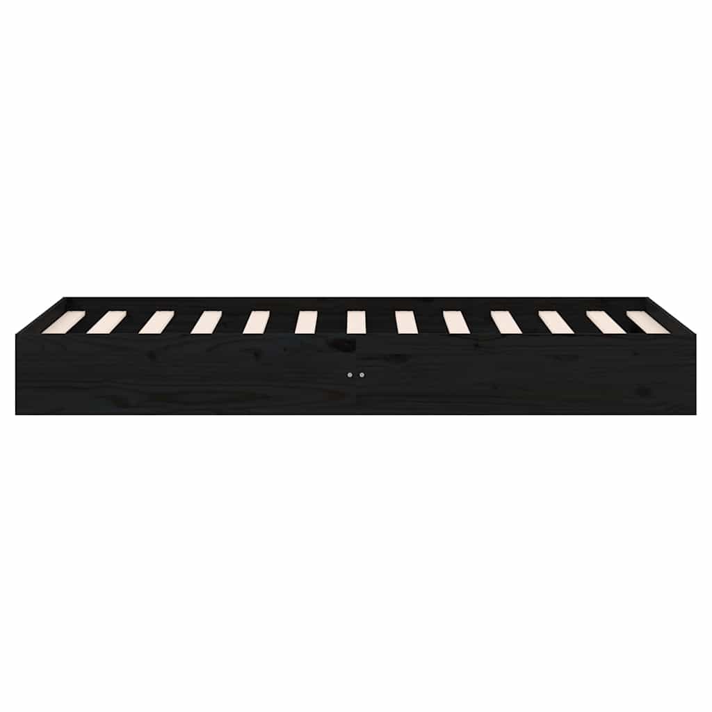 Bed Frame without Mattress Black Solid Wood 75x190 cm Small Single