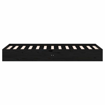 Bed Frame without Mattress Black Solid Wood 75x190 cm Small Single