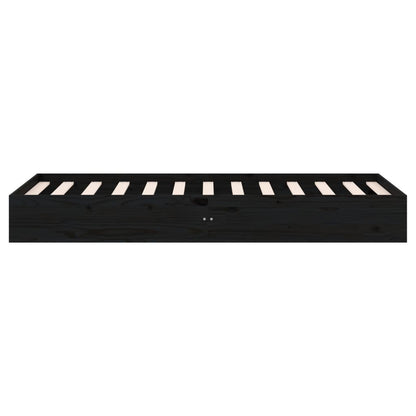 Bed Frame without Mattress Black Solid Wood 75x190 cm Small Single