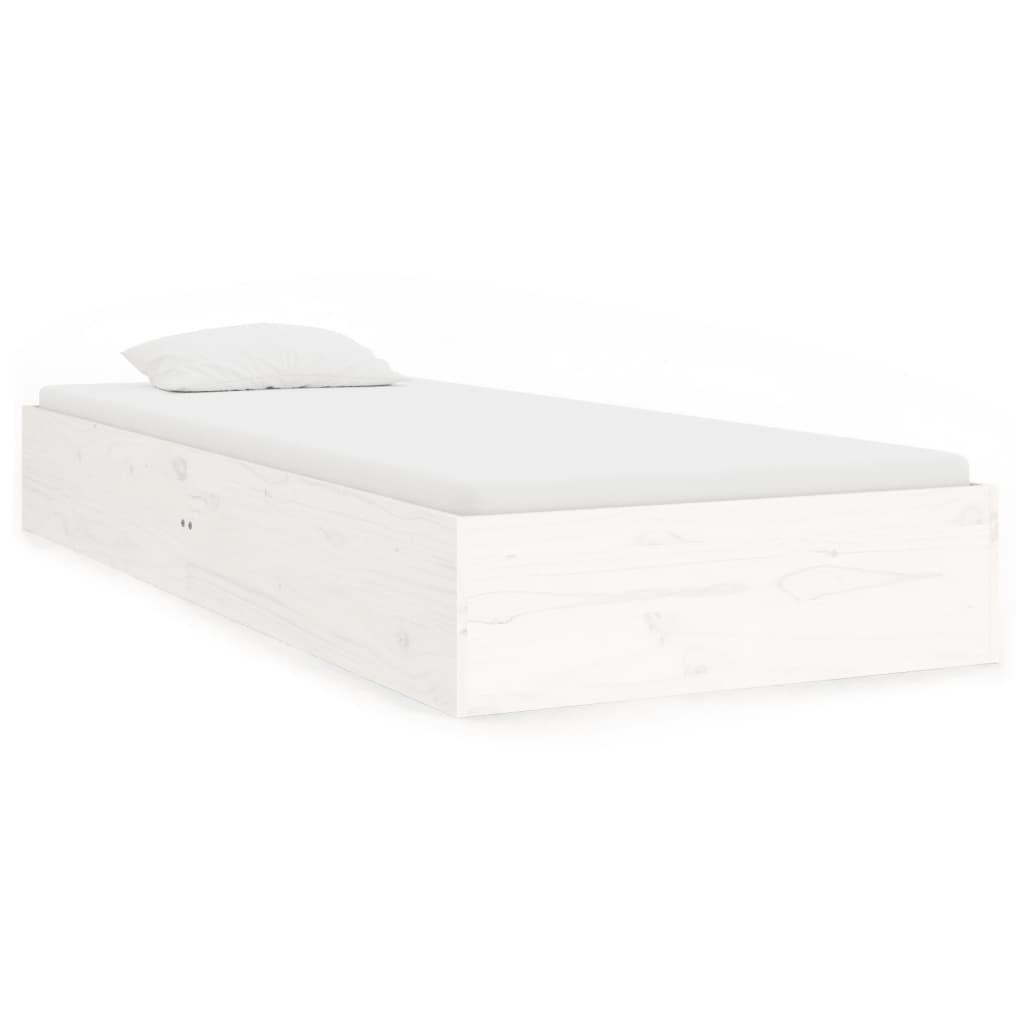 Bed Frame without Mattress White Solid Wood 90x190 cm Single Single