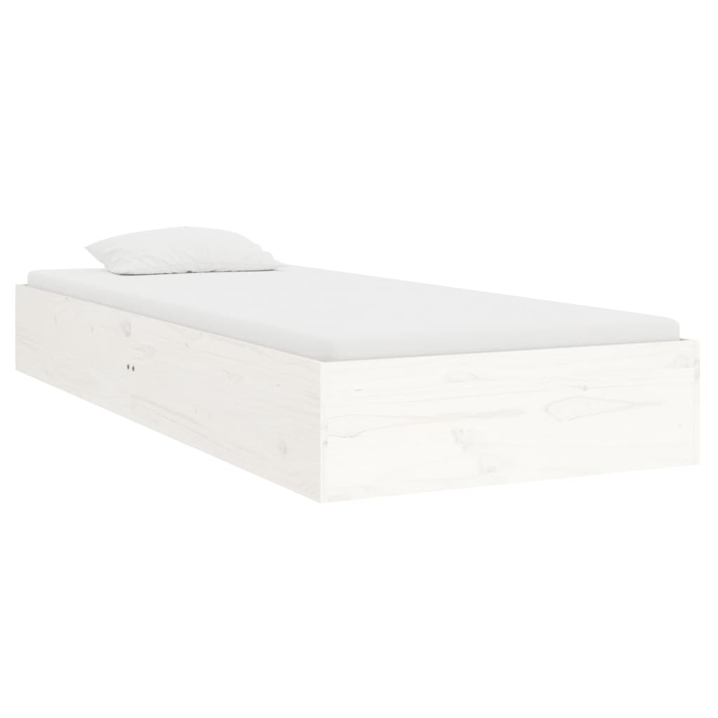Bed Frame without Mattress White Solid Wood 90x190 cm Single Single
