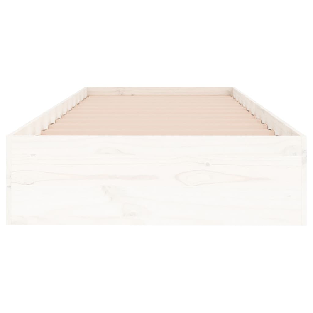 Bed Frame without Mattress White Solid Wood 90x190 cm Single Single