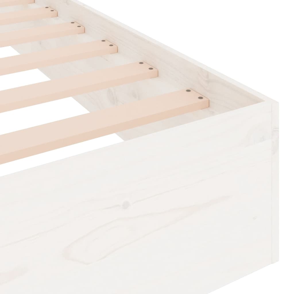 Bed Frame without Mattress White Solid Wood 90x190 cm Single Single