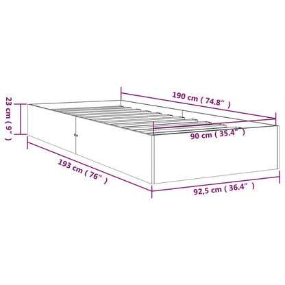 Bed Frame without Mattress White Solid Wood 90x190 cm Single Single