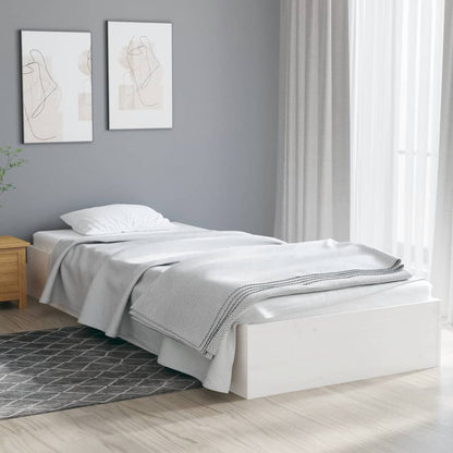 Bed Frame without Mattress White Solid Wood 90x190 cm Single Single