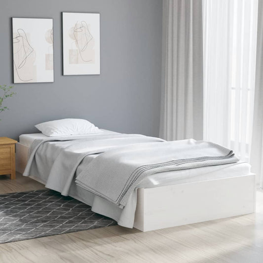 Bed Frame without Mattress White Solid Wood 90x190 cm Single Single