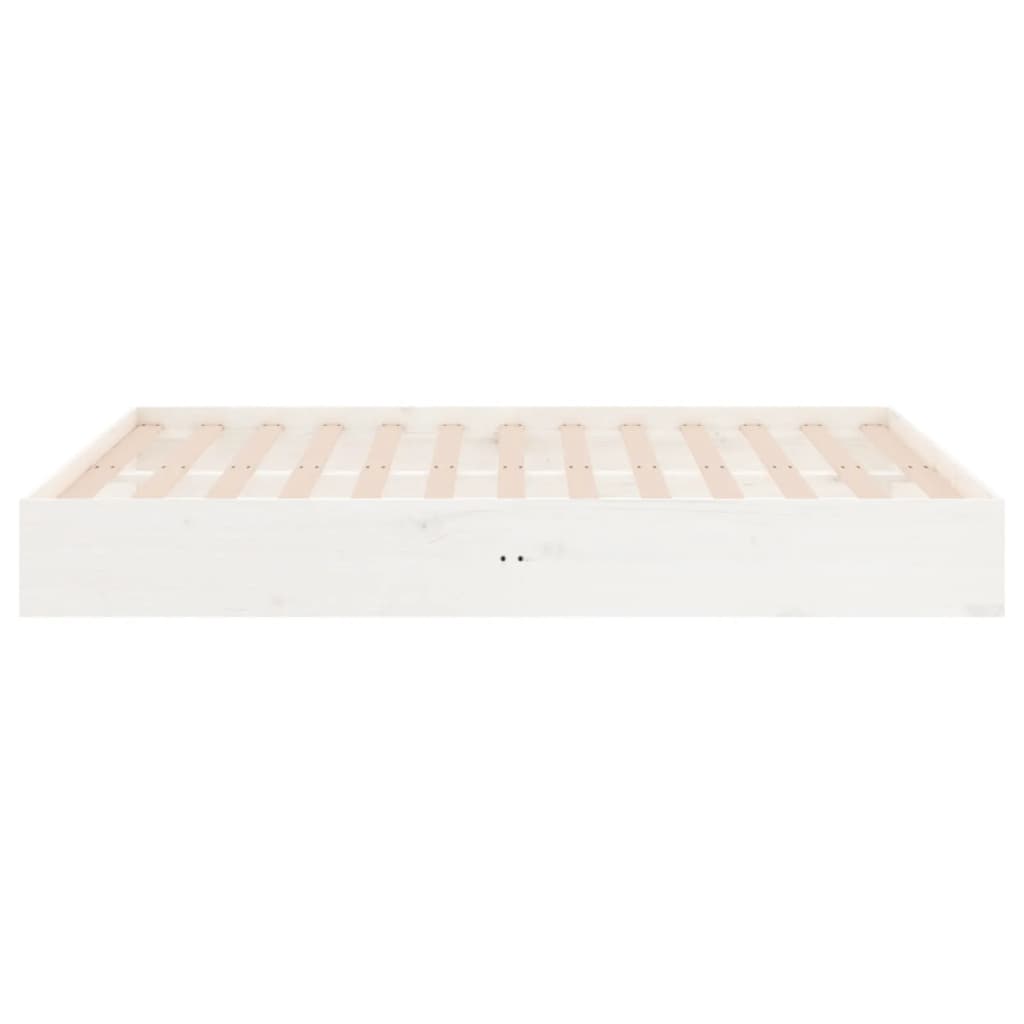 Bed Frame without Mattress White Solid Wood 135x190 cm Double Double