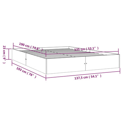 Bed Frame without Mattress White Solid Wood 135x190 cm Double Double