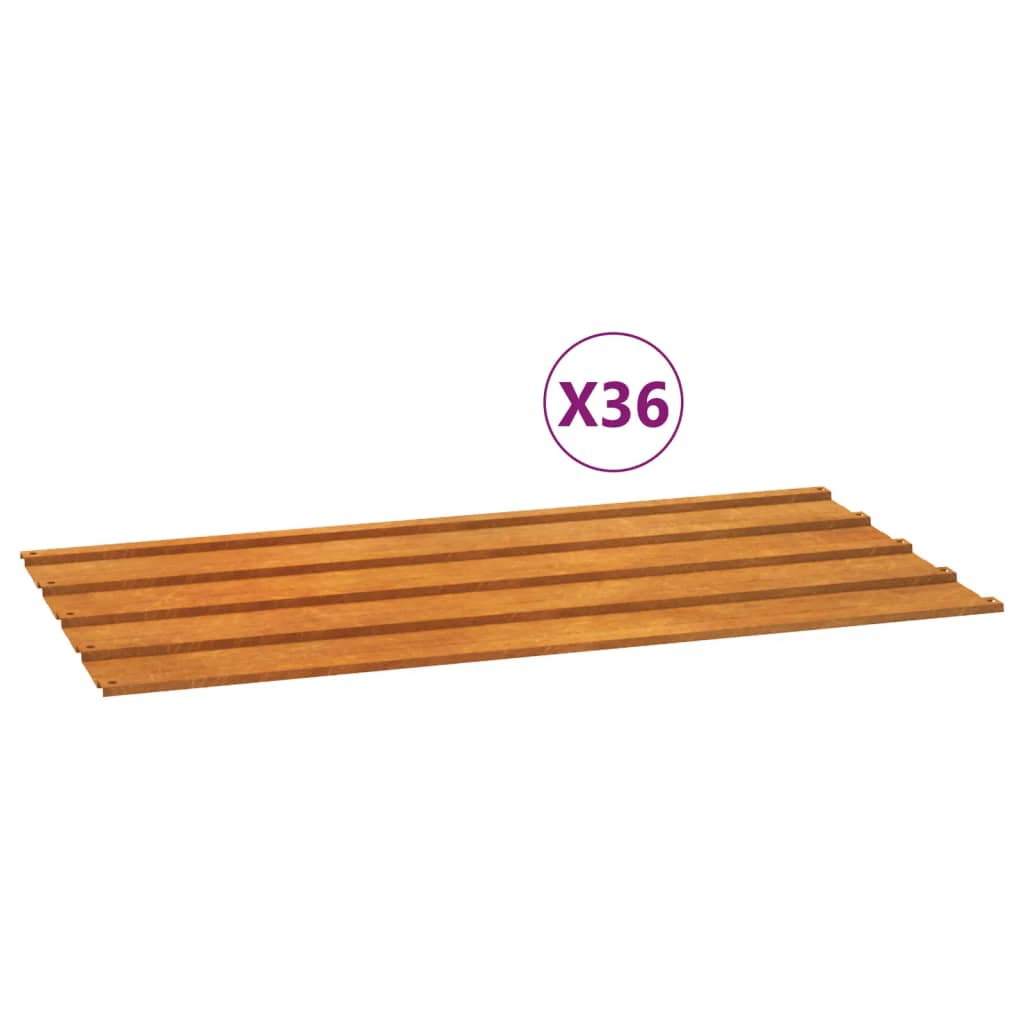 Roof Panels 12 pcs Rusty 80x44 cm Corten Steel