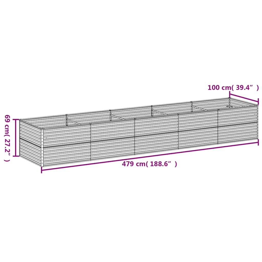 Garden Raised Bed 479x100x69 cm Corten Steel