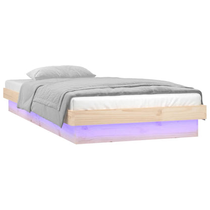 LED Bed Frame without Mattress 90x200 cm Solid Wood