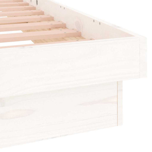 LED Bed Frame without Mattress White 90x200 cm Solid Wood