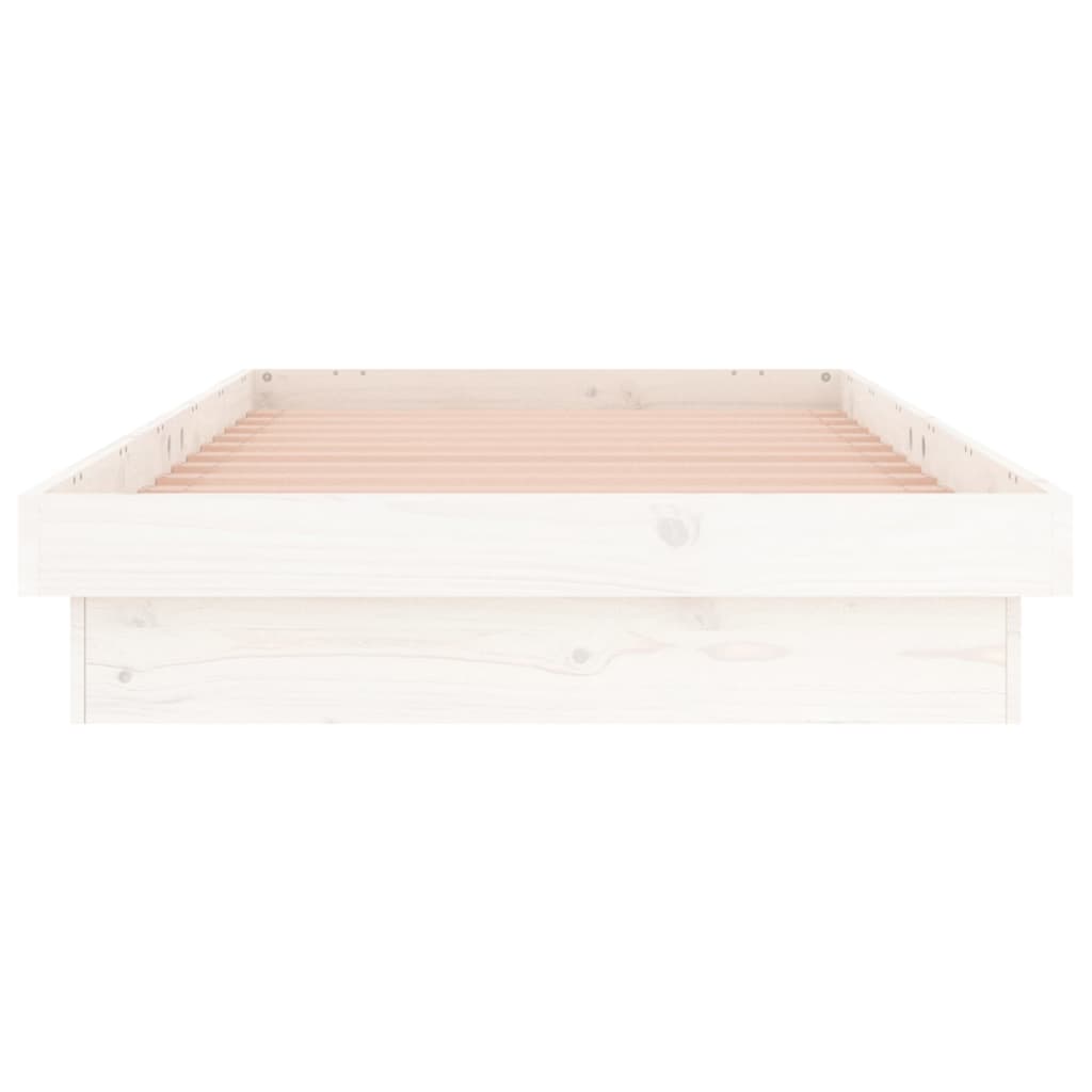 LED Bed Frame without Mattress White 100x200 cm Solid Wood
