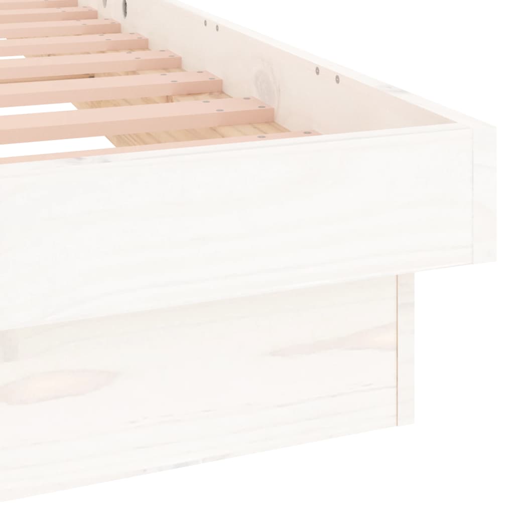 LED Bed Frame without Mattress White 100x200 cm Solid Wood