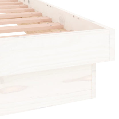 LED Bed Frame without Mattress White 100x200 cm Solid Wood