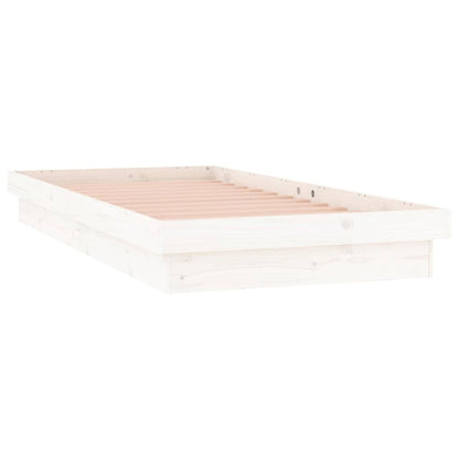 LED Bed Frame without Mattress White Small Single Solid Wood